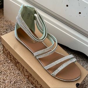 Bella Marie Rhinestone Albrite Strappy Sandal Mint
